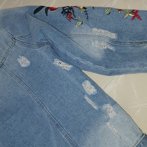 Cavalini embroidered distressed jean jacket - Picture 10 of 12